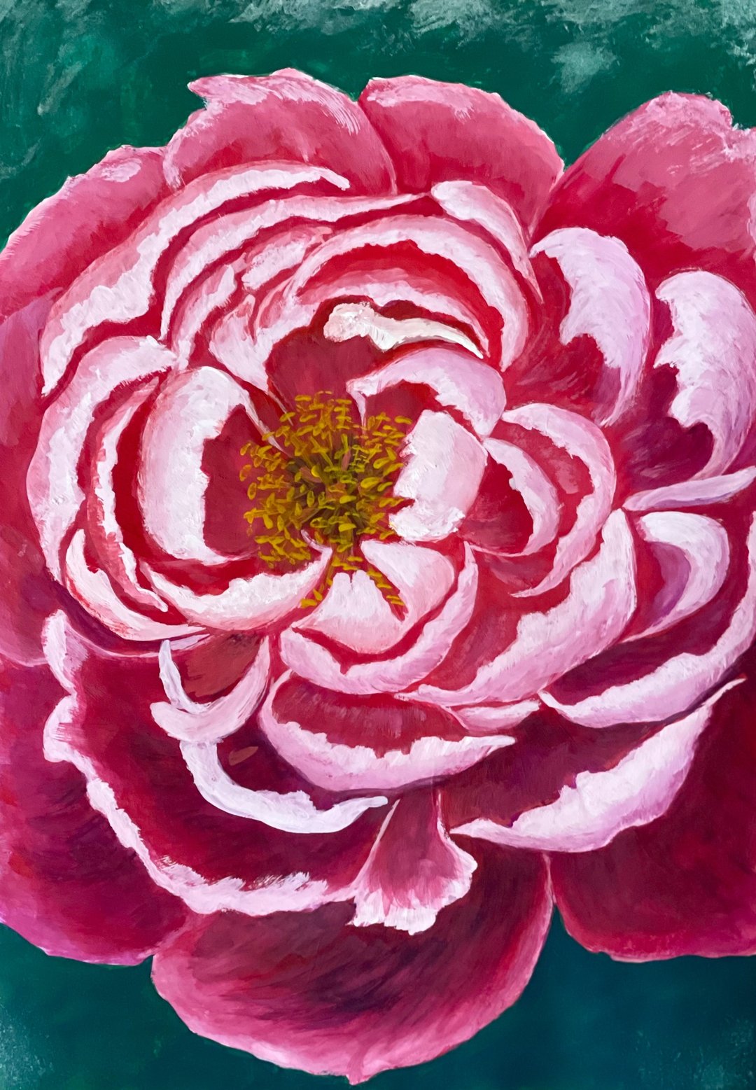 Pink luxurious peony. Gouache. - 墙贴/壁贴 - 纸 