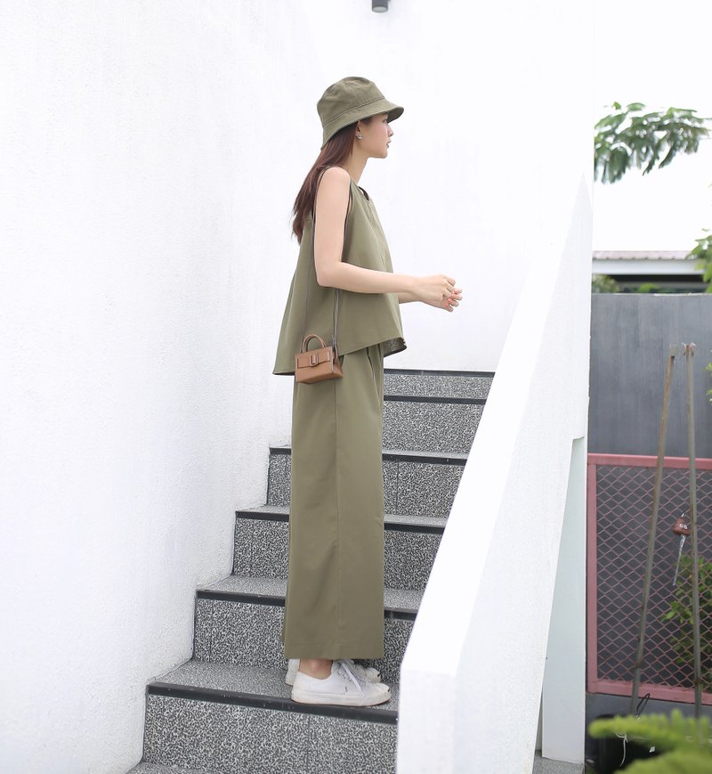 Top + Pants : Sugar Pine Set - Olive - 女装上衣 - 棉．麻 绿色