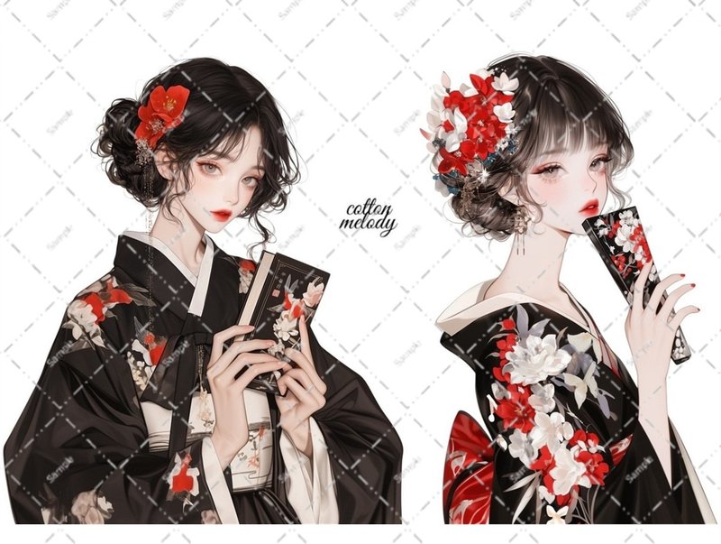 original sticker no.6316 人物贴纸 原创贴纸 人像贴纸 女孩贴纸 原创人物贴纸 - 贴纸 - 纸 