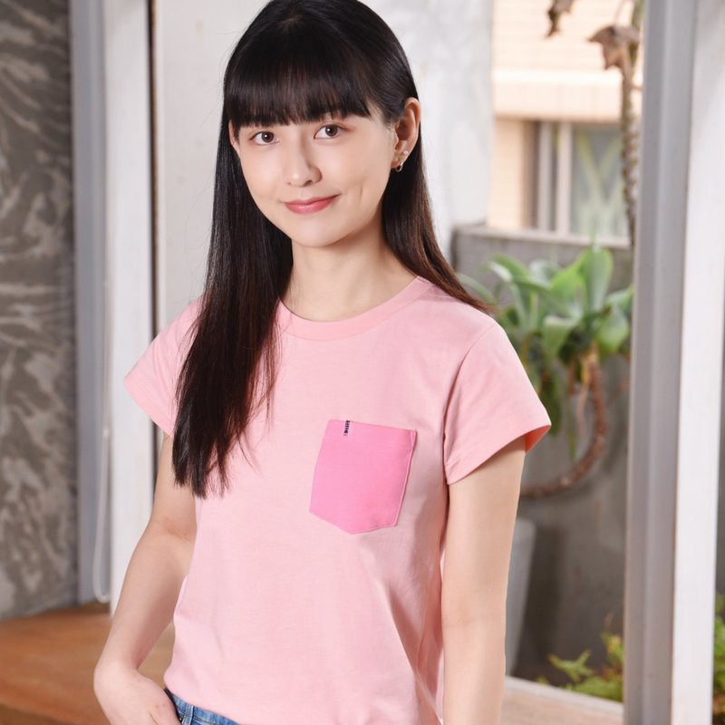 Original 口袋蓝鹊T∣蓝鹊电绣。蜜桃粉经典素T。丝滑纯棉共7色 - 女装 T 恤 - 棉．麻 