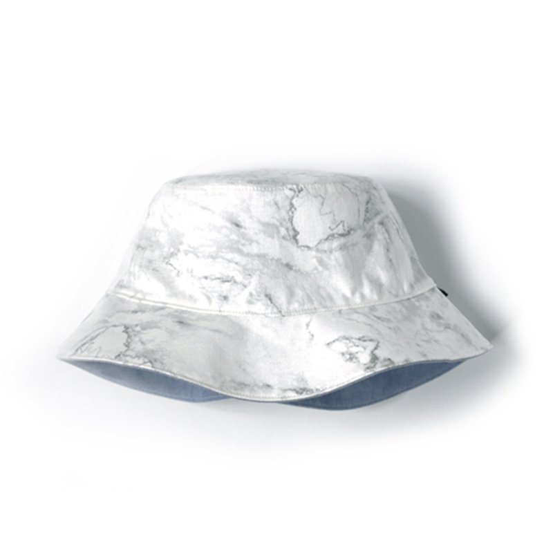 云烟大理石双面戴渔夫帽 - 帽子 - 棉．麻 白色