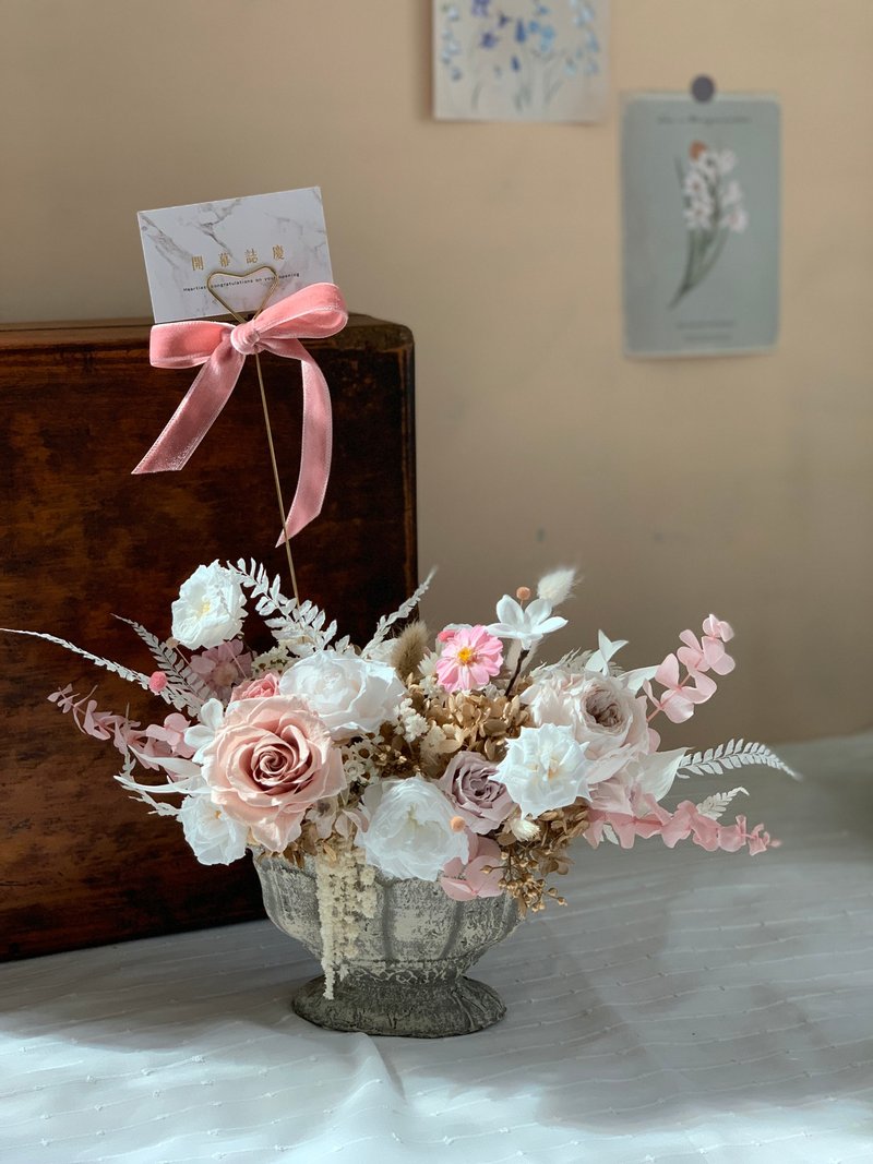 欧式花盆花礼 - 干燥花/捧花 - 其他材质 粉红色