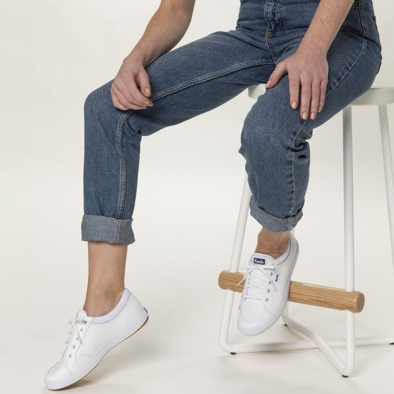 Keds CENTER LEATHER 经典皮革休闲鞋 冰川白 WH60854 - 女款休闲鞋 - 其他材质 