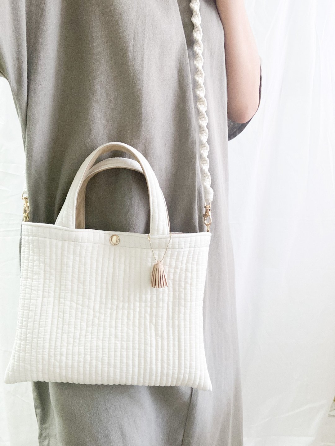 韩国布料NUBI 双色手提包 / 侧背包 mini bag - 侧背包/斜挎包 - 棉 