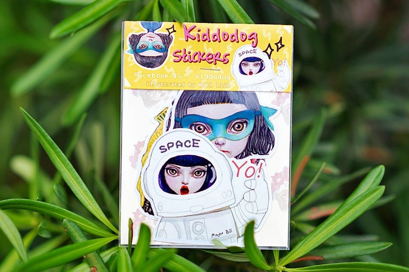 Kiddodog sticker pack - Set of 5 - Fancy girl Character - Cute stickers - 贴纸 - 纸 多色