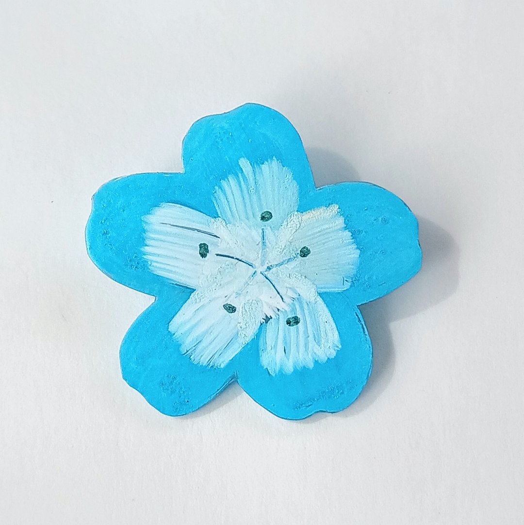 风信子 花 胸针 手绘 独一无二 蓝色 - 胸针 - 塑料 蓝色