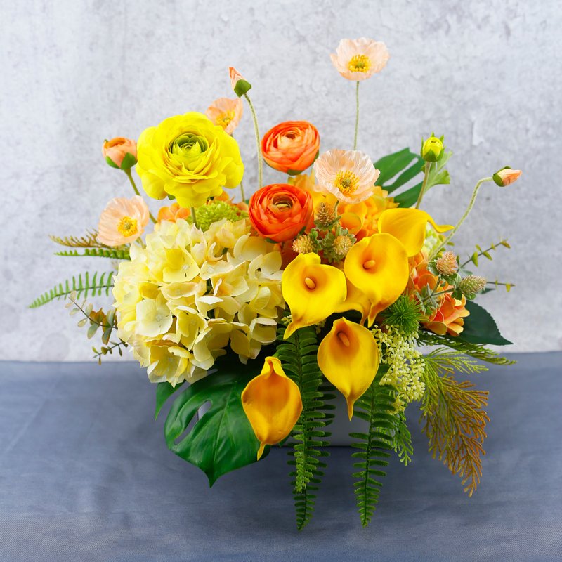 黄海芋陆莲皮革盆香氛花艺 / 拟真花 / 花艺 / 礼物 / 永不凋零 - 植栽/盆栽 - 其他材质 多色