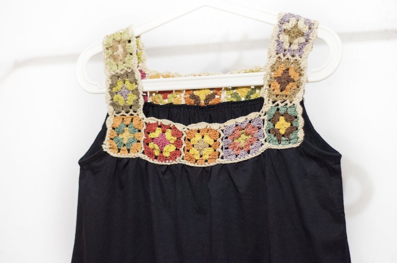 钩织背心/拼接背心上衣/手工刺绣背心/ethnic tops-北欧马卡龙花 - 女装背心 - 棉．麻 多色