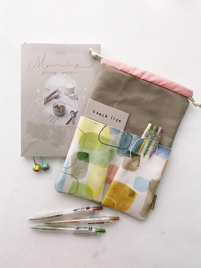 hairmo水彩色块前口袋收纳袋(tn/hobo/MD/日记/笔记本/手帐) - 笔记本/手帐 - 棉．麻 黄色