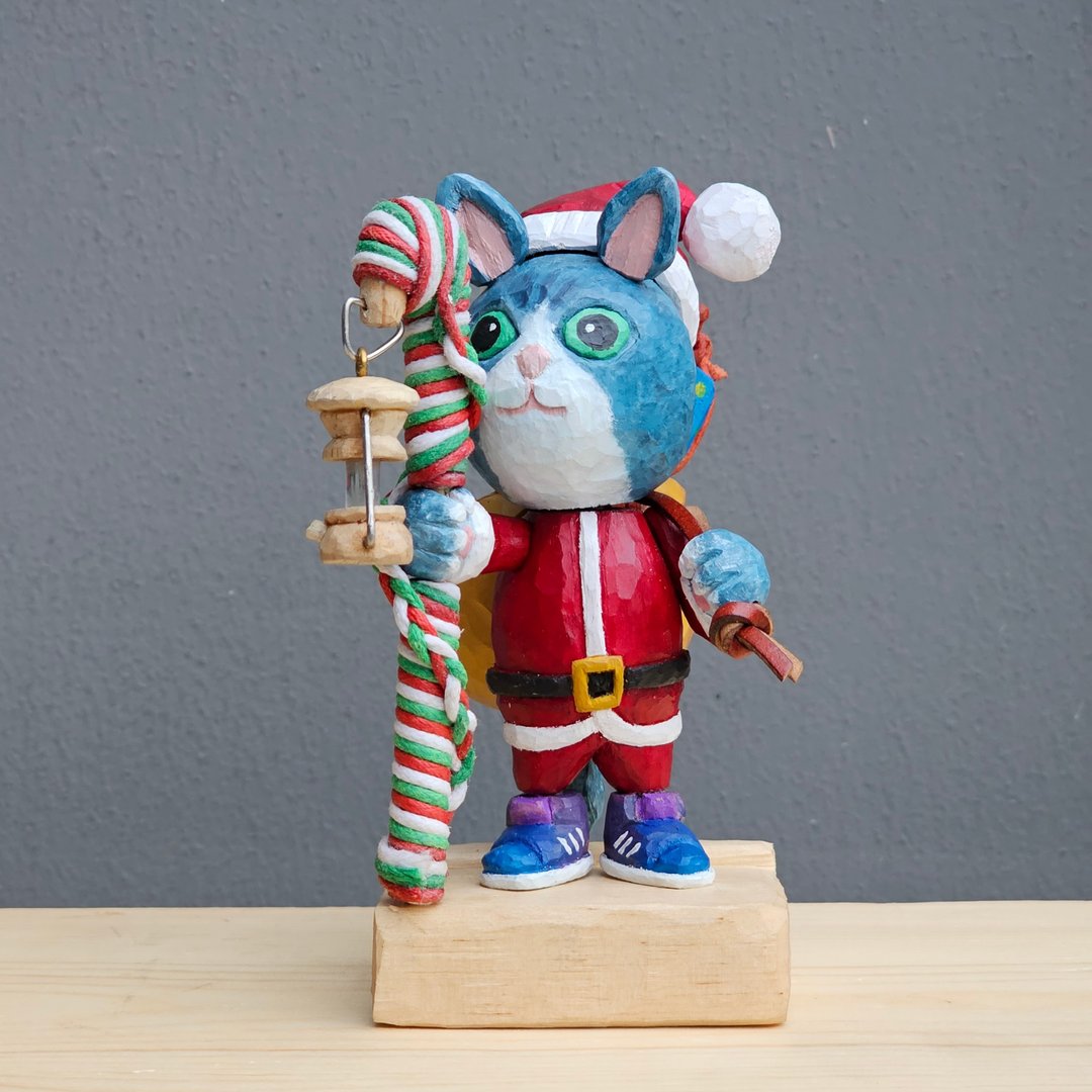 Santa Meaow - 玩偶/公仔 - 木头 