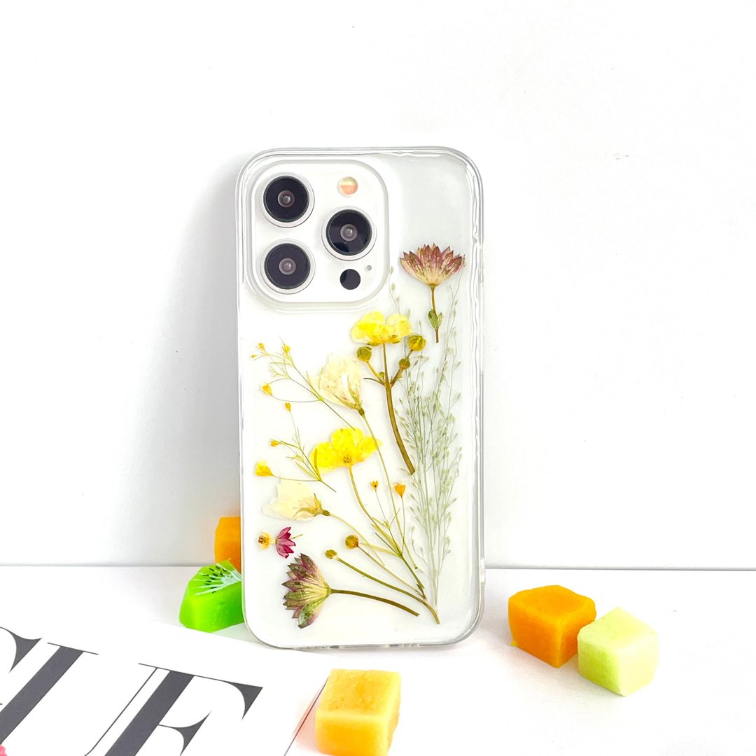 星芹与海棠押花手机壳 适用于iPhone 16 Pro Max Samsung S25 A35 - 手机壳/手机套 - 植物．花 