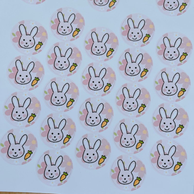 2023兔年 兔兔 圆形贴纸 - 贴纸 - 纸 白色