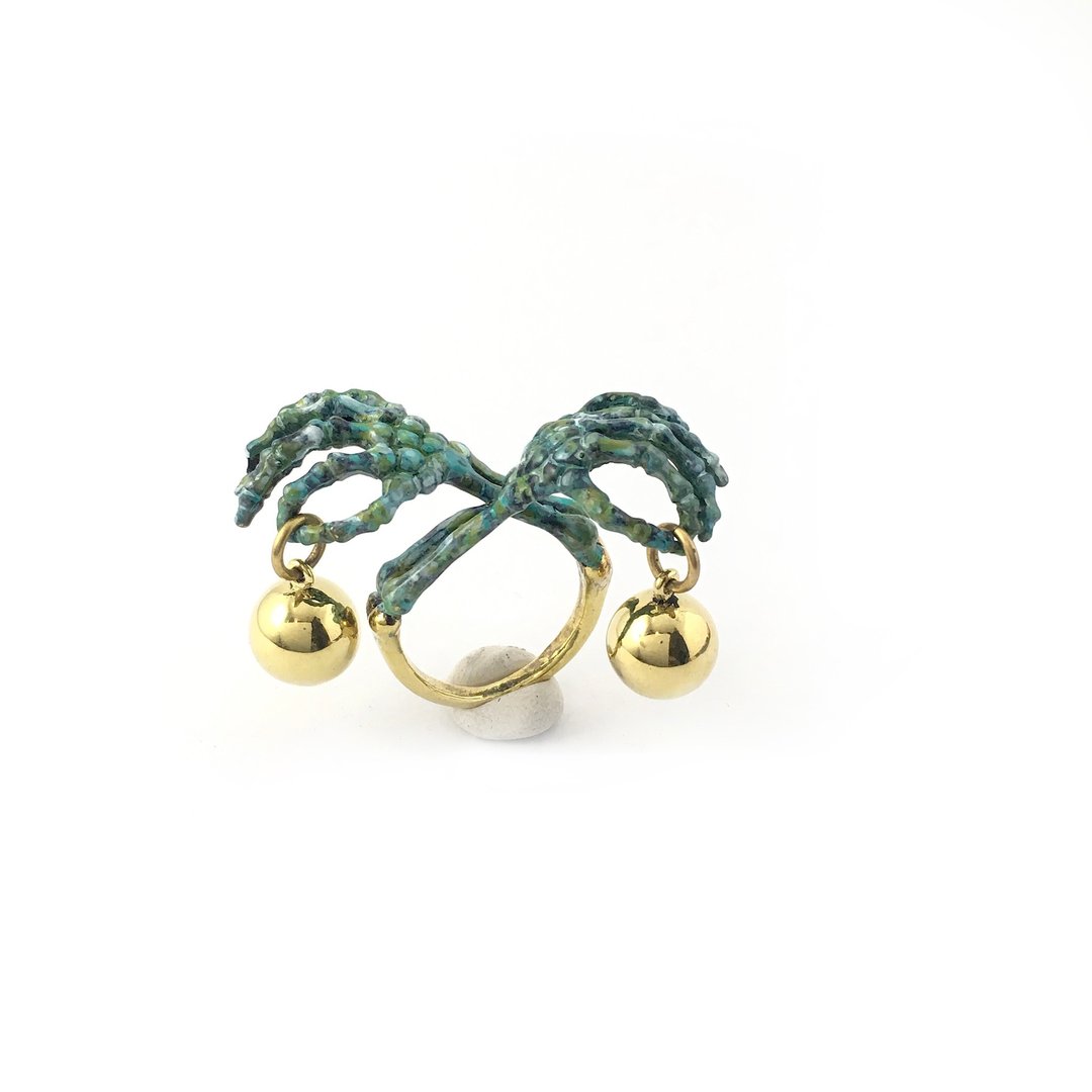 Zodiac Scaly bone ring is for Libra in Brass and Patina color ,Rocker jewelry ,Skull jewelry,Biker jewelry - 戒指 - 其他金属 