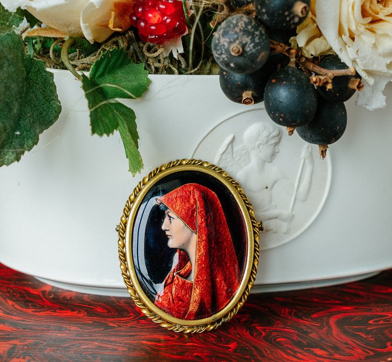 圣奥比法拉胸针 -珐琅搪瓷手绘 - 西洋古董首饰 - 胸针 - 铜/黄铜 