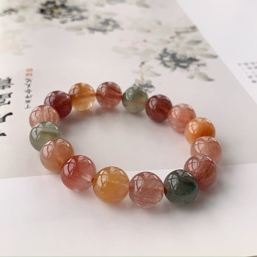 缘翠－发晶 手串 - 手链/手环 - 水晶 橘色