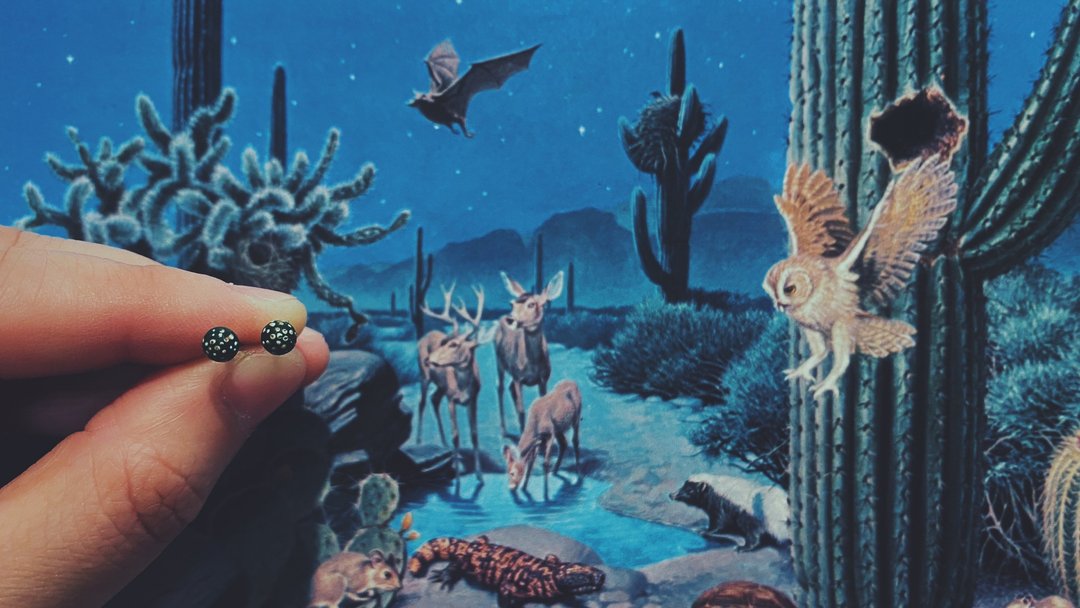 手绘耳环 - 仙人掌 / cactus / カクタス - 耳环/耳夹 - 不锈钢 绿色