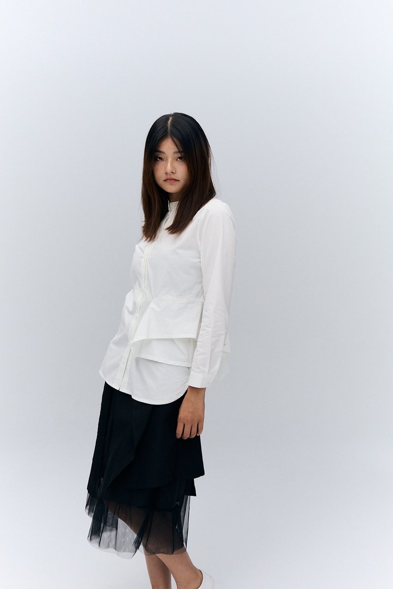 Devil Fashion 人文系列  不对称设计衬衫 - 女装衬衫 - 环保材料 白色
