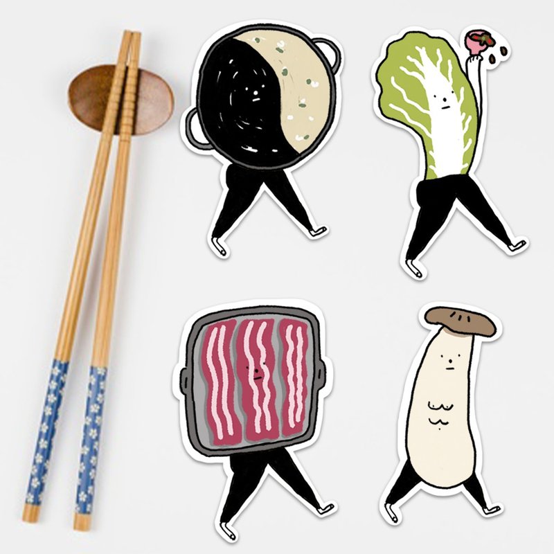 贴纸 - 涮肉火锅 Hotpot Shabu Funny style - 贴纸 - 纸 多色