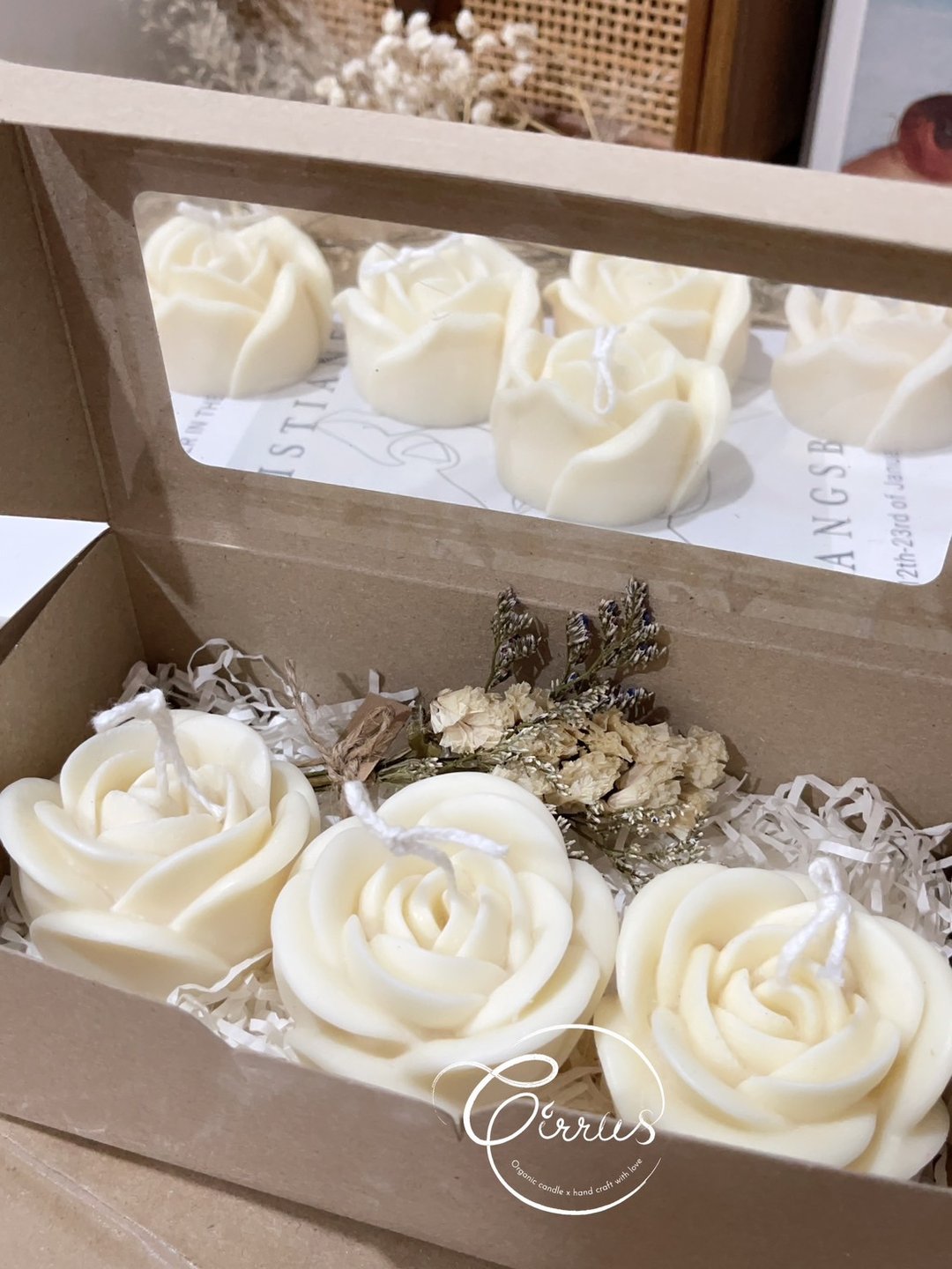 Rose Candle Set 3 pieces, scented candles for home decoration organic candles - 蜡烛/烛台 - 蜡 