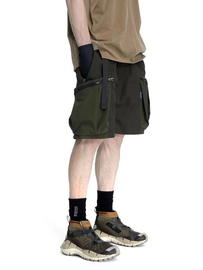 户外机能2合1可拆卸结构拼色防水长裤 - 男士长裤 - 其他材质 黑色