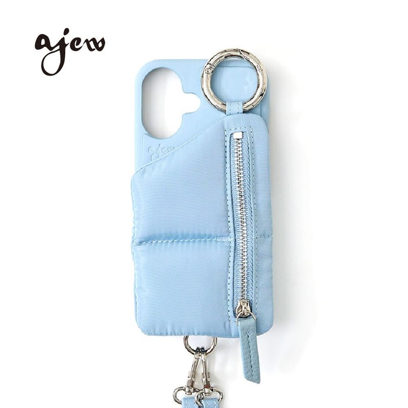 ajew puffer 蓬松羽绒手机壳 / gray blue(附背带) - 手机壳/手机套 - 人造皮革 蓝色