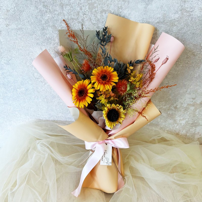 *光辉灿烂* 太阳花花束 毕业花束 非洲菊花束 父亲节花束七夕花束 - 干燥花/捧花 - 植物．花 多色