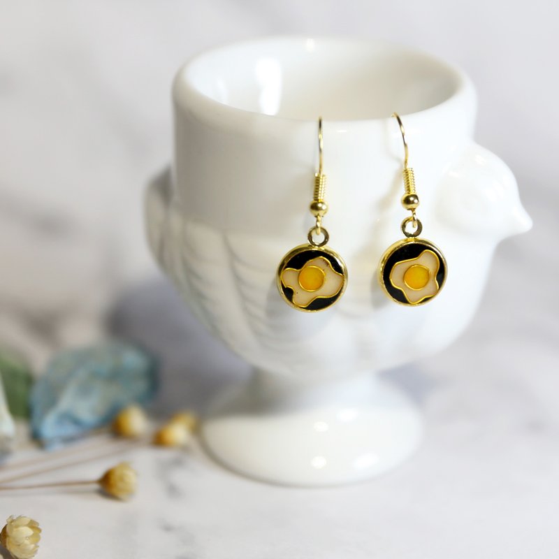 100%手工制景泰蓝工艺金丝珐琅耳环饰物独家设计小耳勾 - 耳环/耳夹 - 半宝石 黑色