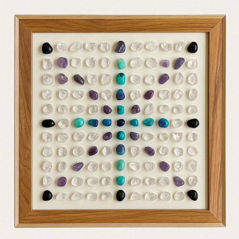 内核稳定冥想 | 手工水晶能量画 - 摆饰 - 木头 