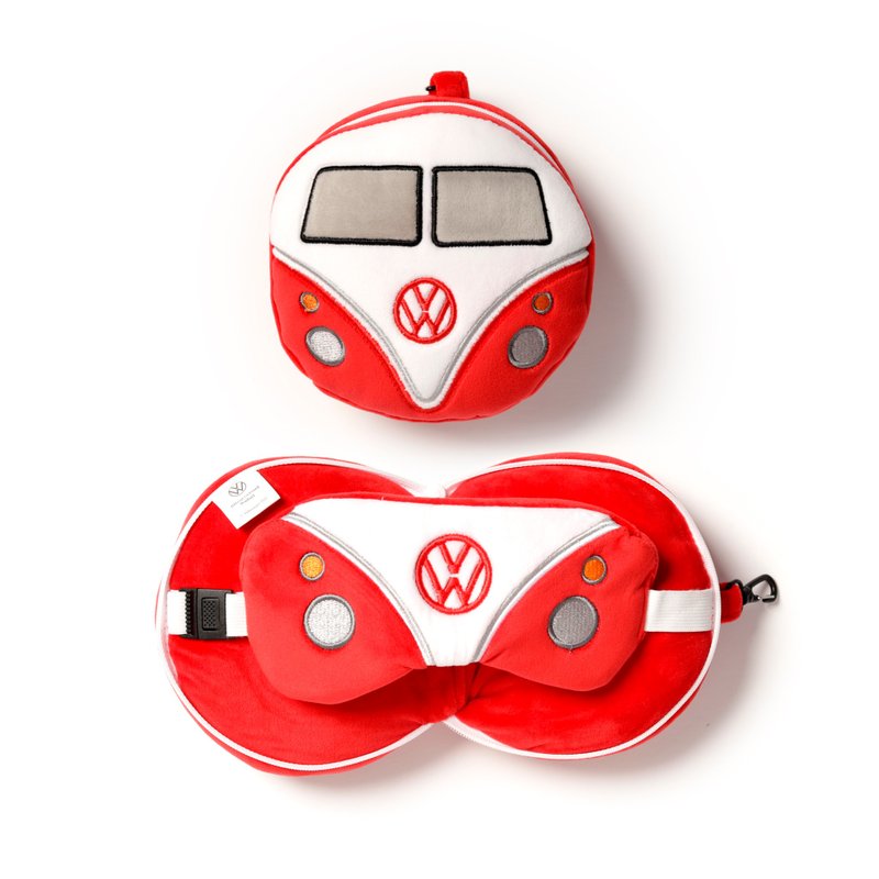 【完美礼物】复古经典VW T1二合一多功能舒适枕眼罩套装 - 颈枕/旅行枕 - 塑料 多色