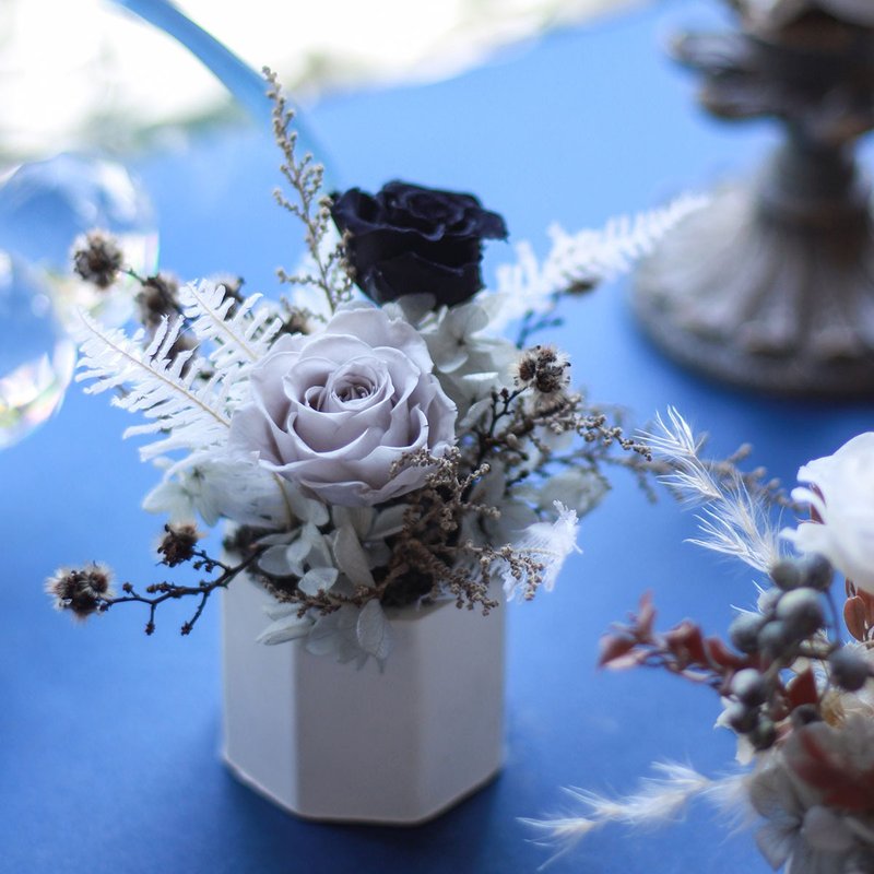 石膏六角香桌花-主花不凋花款 香氛摆饰 永生桌花 办公疗愈小物 - 香薰/精油/线香 - 植物．花 多色