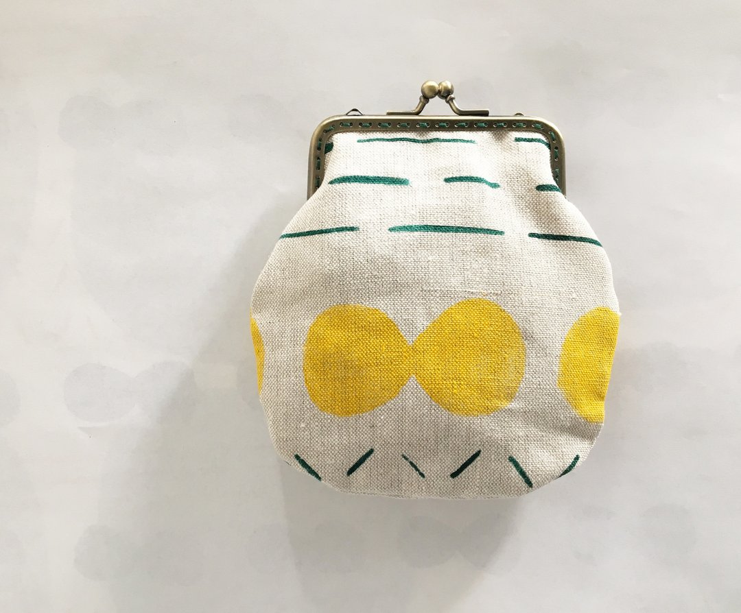 moshimoshi | 麻布口金包 - 黄细胞分裂 - 化妆包/杂物包 - 棉 