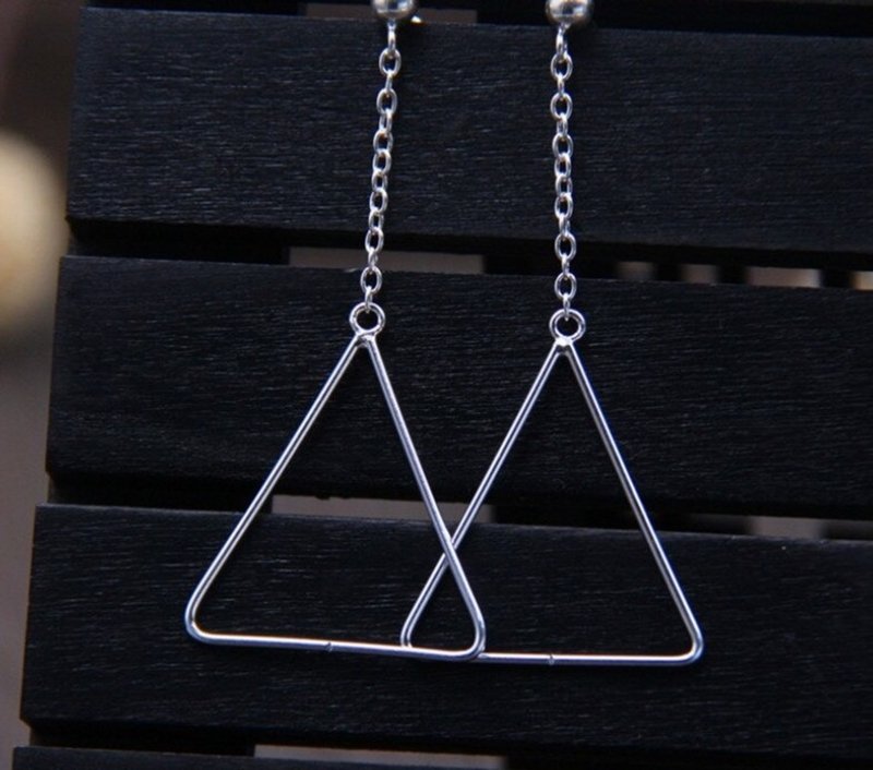 Real 925 Sterling Silver Simple Fashion Geometric Drop Earrings for Women - 耳环/耳夹 - 纯银 银色