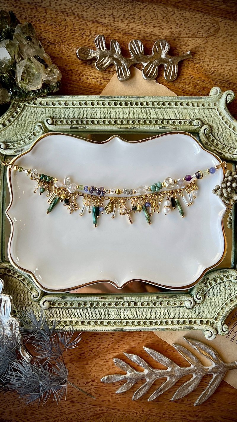 -冬夜祈愿-天然水晶手链/黄铜手链 - 手链/手环 - 水晶 多色