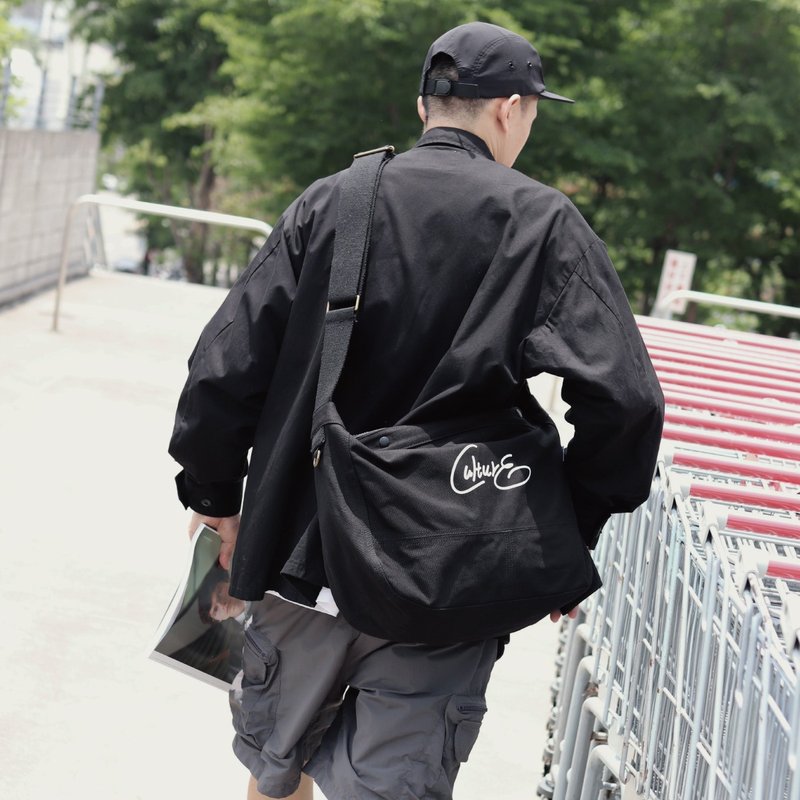 Culture Newspaper Boy Bag 复古报童包 邮差包 帆布包 帆布袋 - 侧背包/斜挎包 - 棉．麻 黑色