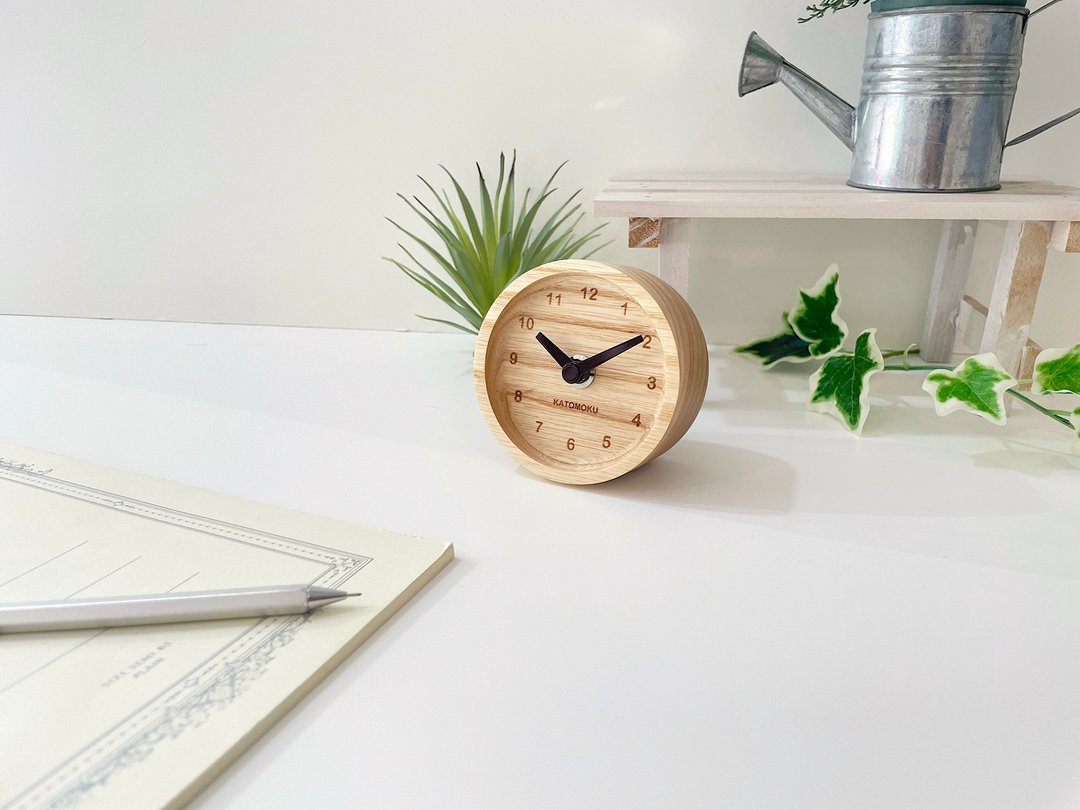 KATOMOKU mini clock 2 梣树 限量版 km-125 棕色 日本制造 - 时钟/闹钟 - 木头 