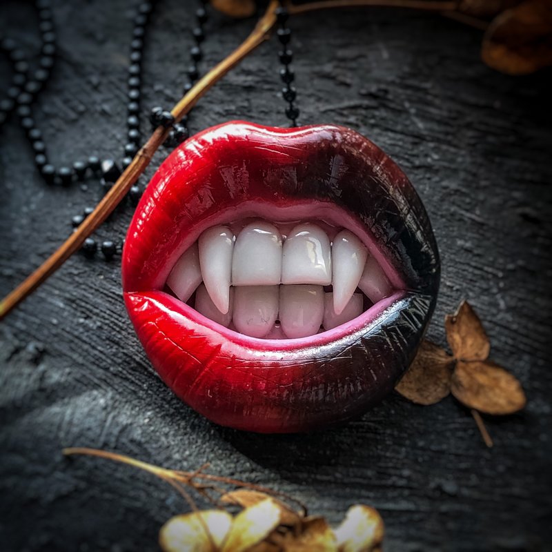 在吸血鬼的嘴唇。 - 项链 - 其他材质 红色