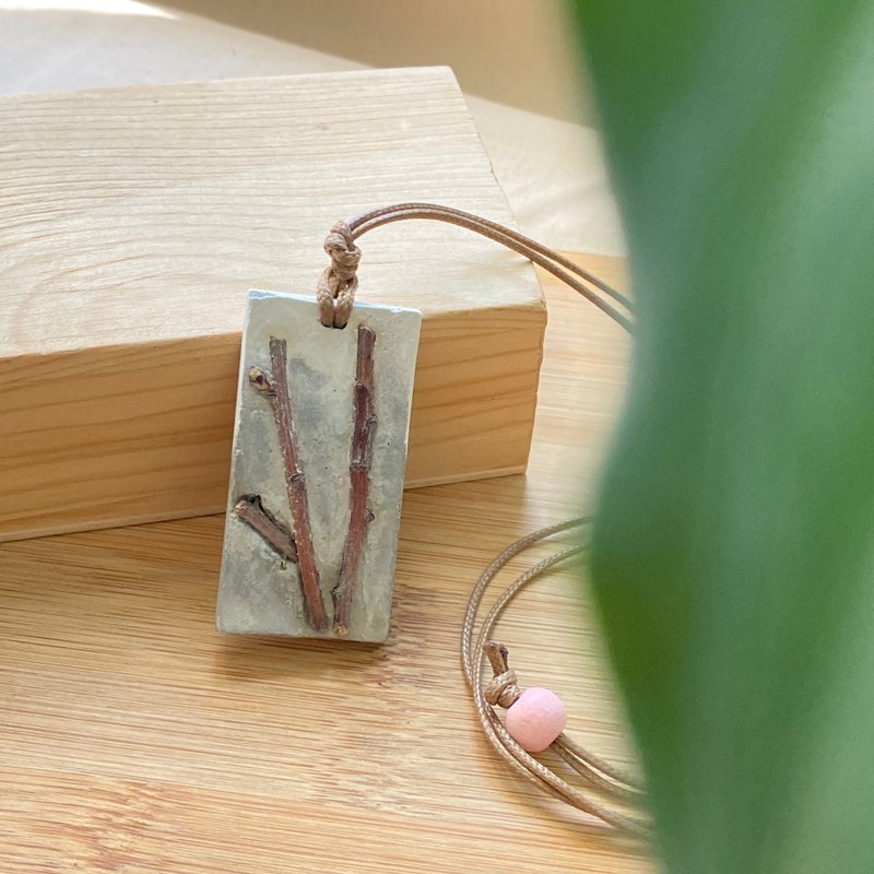 天然小树枝 水泥 扩香颈链 手工项链 原创 环保 upcycling - 项链 - 水泥 灰色