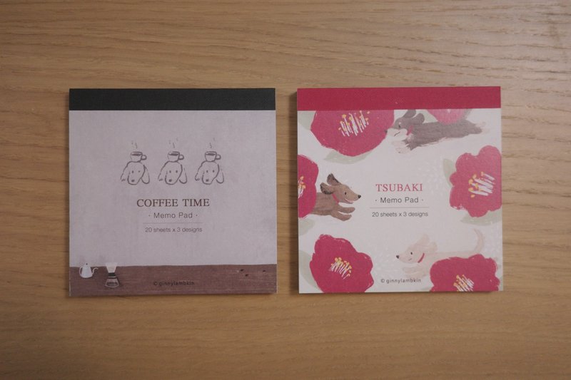腊肠狗便条本组 Memo Pad_COFFEE TIME+TSUBAKI 无黏性 - 便条纸/标签贴 - 纸 咖啡色