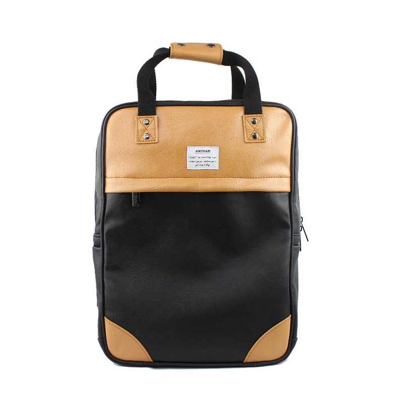 黑色纯真后背包【am-0294】 - 后背包/双肩包 - 人造皮革 黑色