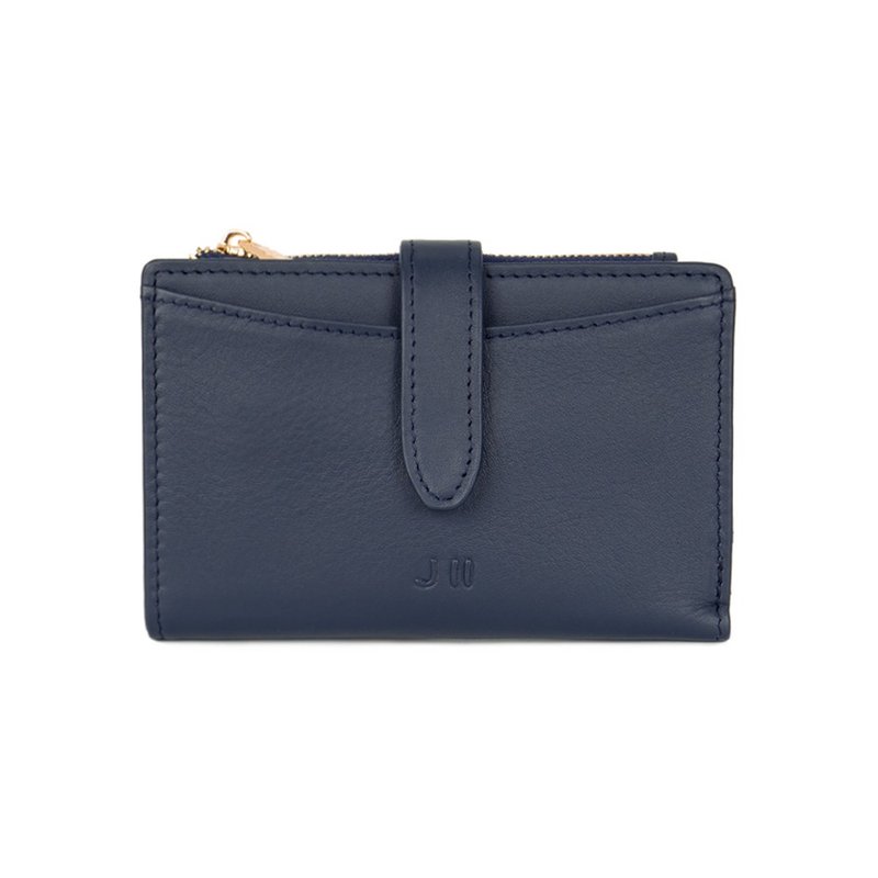 J II 中夹-柔肤牛皮按扣多卡层中夹-5051-3-多色任选 - 皮夹/钱包 - 真皮 蓝色