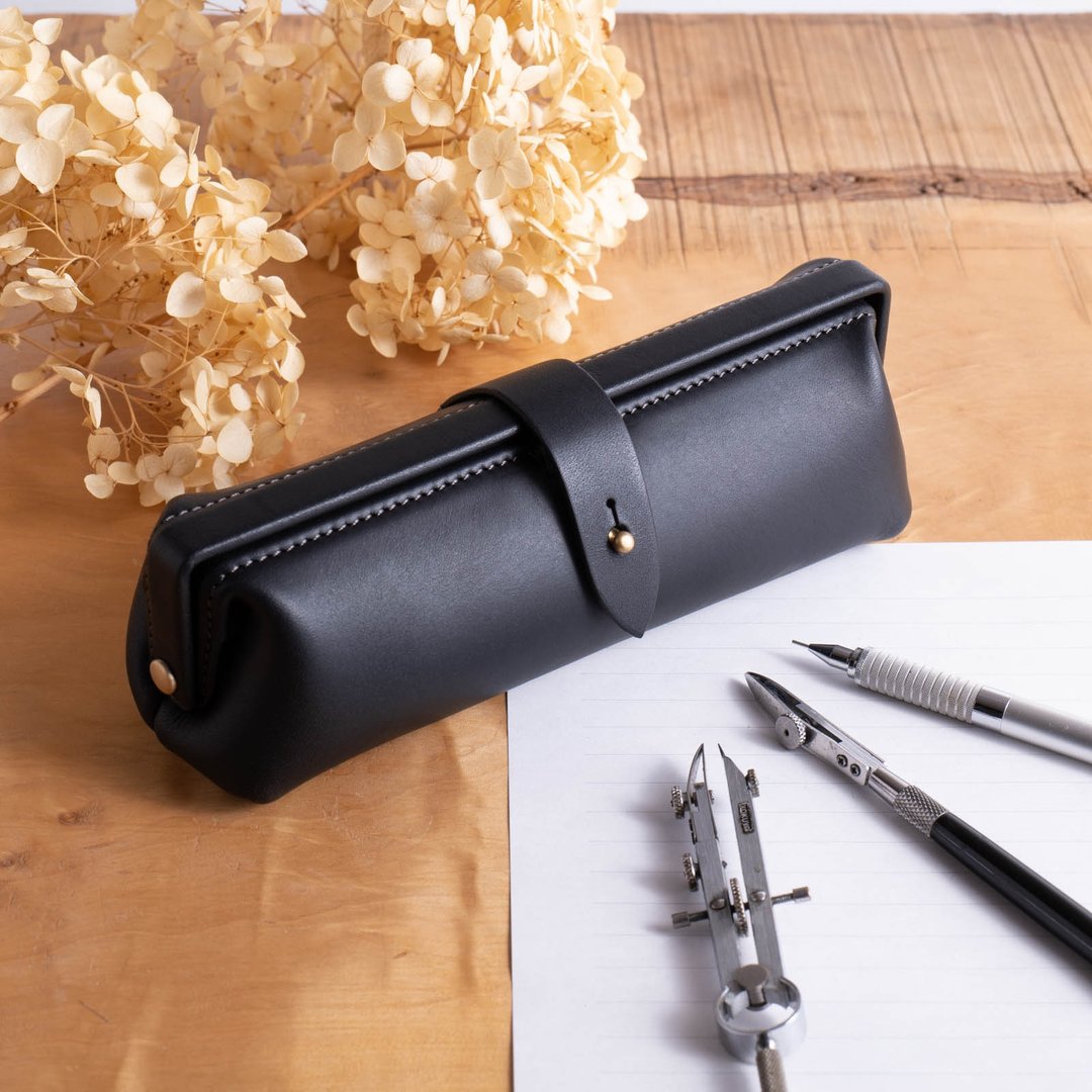 意大利皮革笔袋 Paka-pen #Black【入学礼】【就职礼】【定制化礼品】 - 铅笔盒/笔袋 - 真皮 黑色