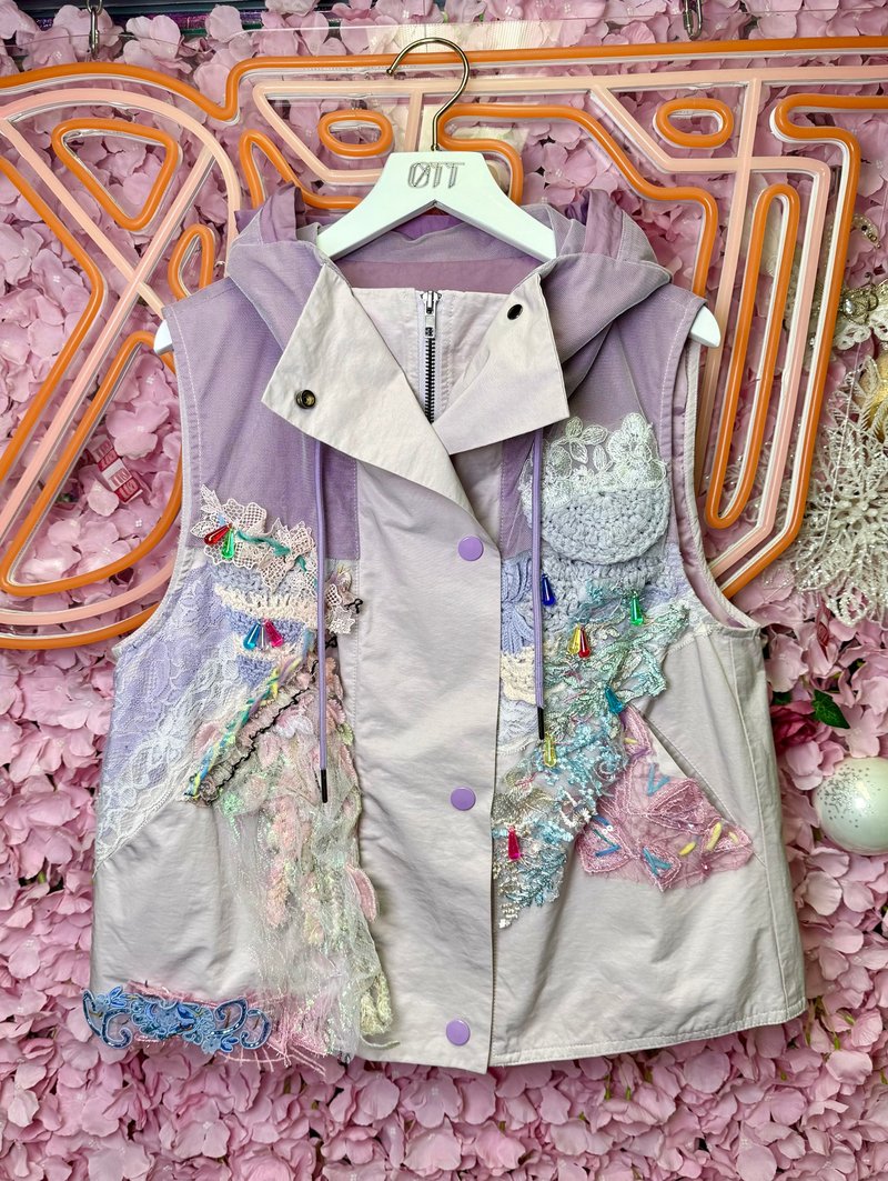 OTT独一无二•Unique日系粉红粉紫色幻彩刺绣钉珠手绣风衣外套 - 女装休闲/机能外套 - 棉．麻 粉红色