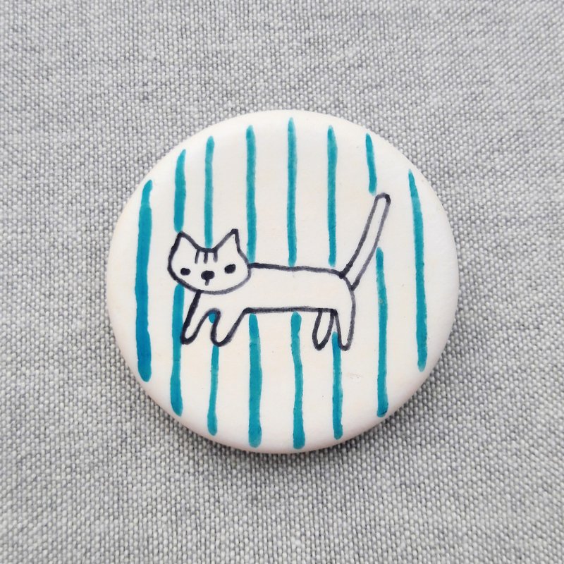 城市动物别针-条纹猫猫 - 胸针 - 粘土 蓝色