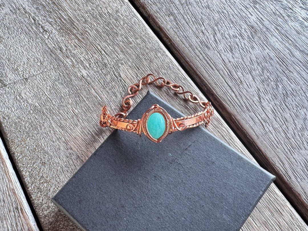 #20260112 wire wrapping 天河石 铜线 绕线 手环 - 项链 - 铜/黄铜 蓝色