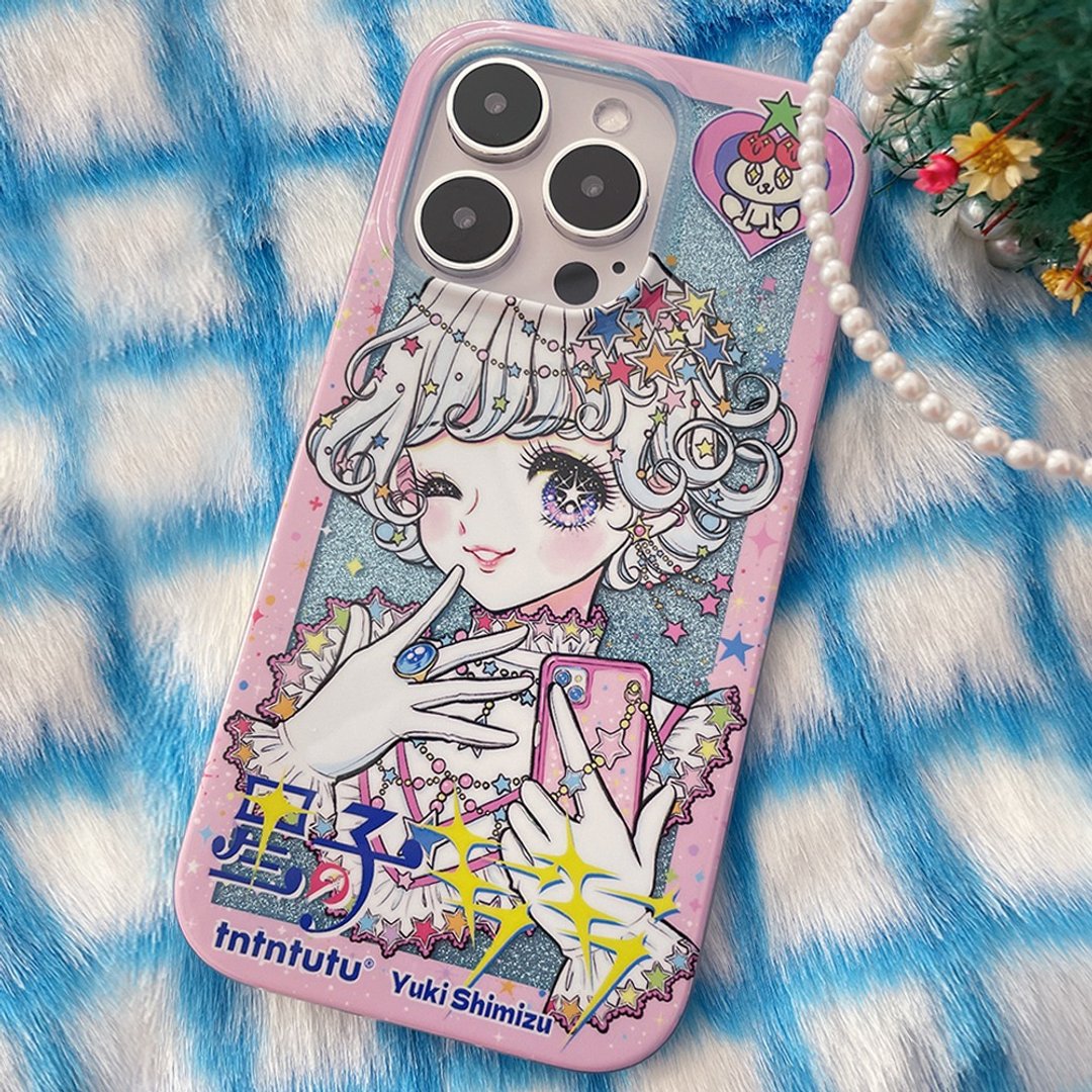 大眼睛昭和美少女 复古漫画感 双层闪粉 iPhone 手机壳 - 手机壳/手机套 - 其他材质 多色