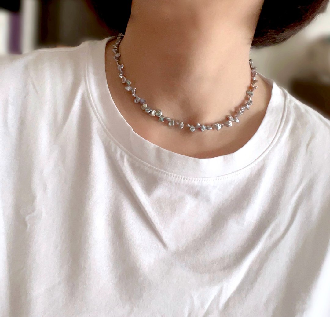 Keshi Pearl Petal Pearl Choker Silver - 项链 - 珍珠 银色
