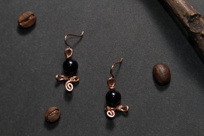 【水晶系列】黑玛瑙耳环 - 耳环/耳夹 - 宝石 黑色