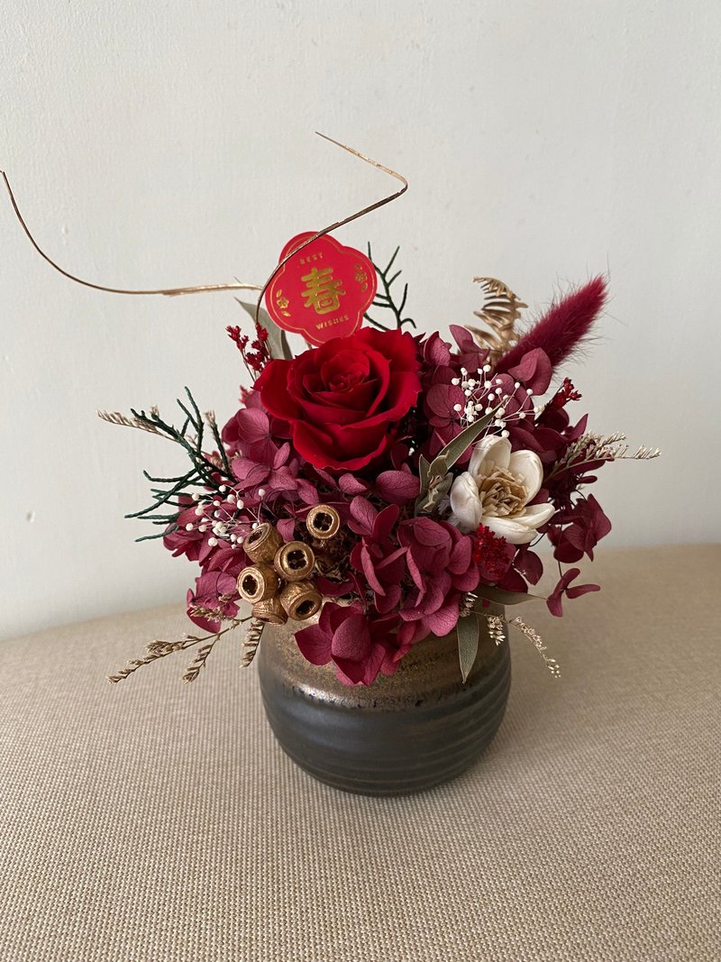 过年盆花.过年花礼.盆花.永生花.喜气.过年装饰.新年 - 干燥花/捧花 - 植物．花 红色