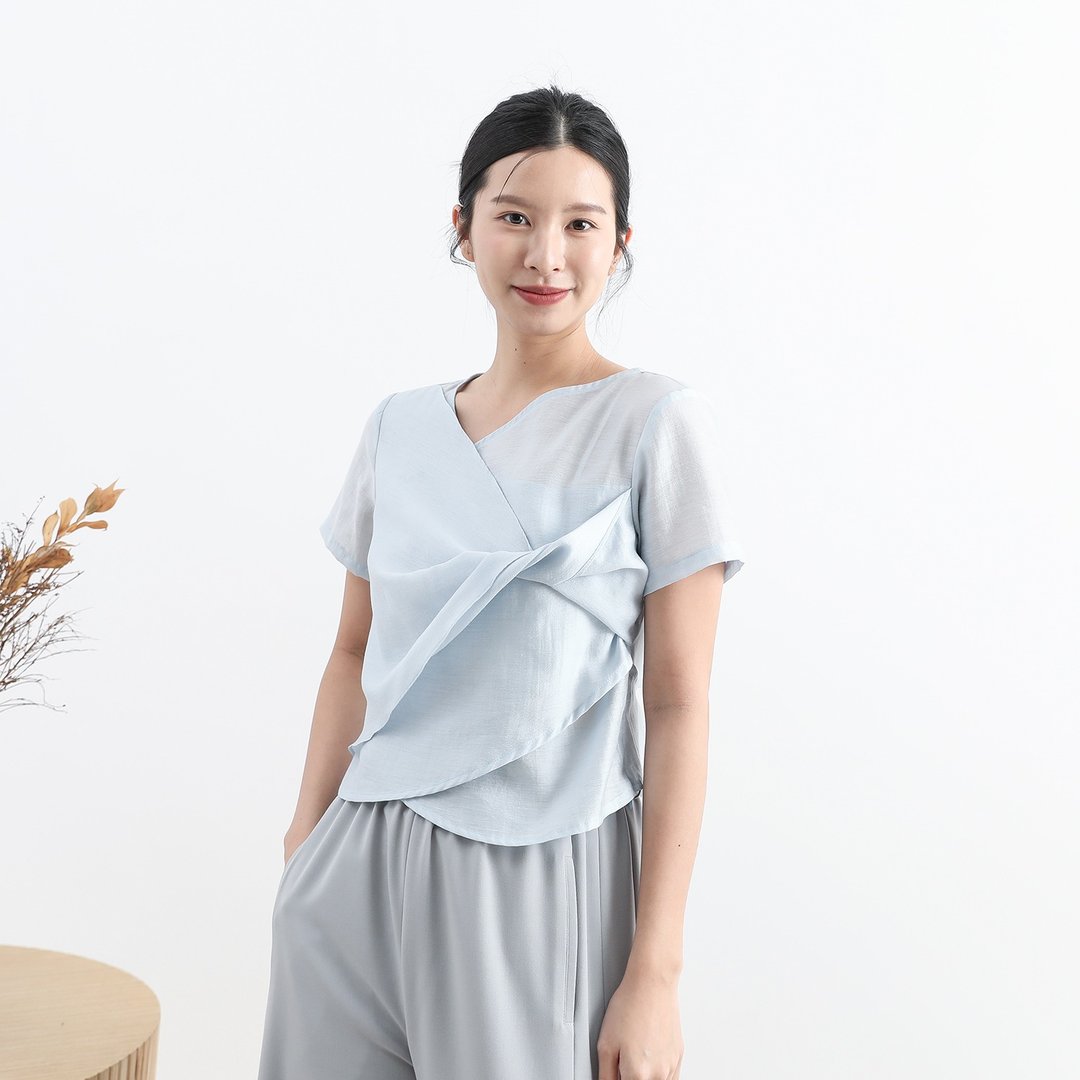 Jage_璞玉扭结上衣_25SF004_灰蓝 - 女装上衣 - 其他人造纤维 蓝色