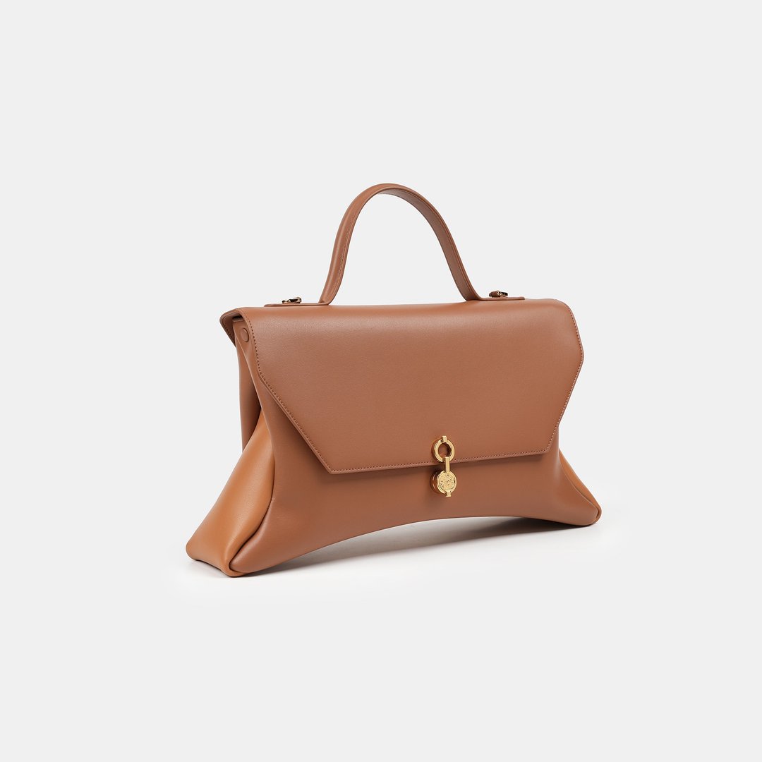 Rococo Bag 玉米基纯素皮革 手提包 斜背包 棕色&浅棕色 - 手提包/手提袋 - 人造皮革 咖啡色